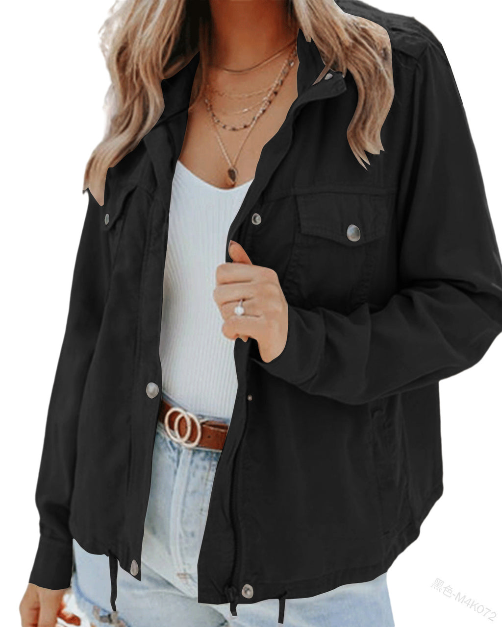 Blazer Dames Relaxed Fit Lange Mouw Zakken Trekkoord