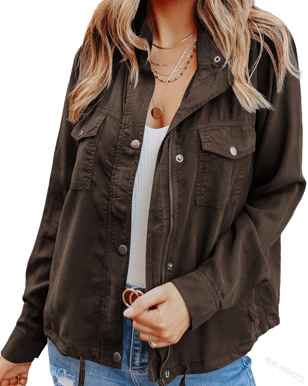 Blazer Dames Relaxed Fit Lange Mouw Zakken Trekkoord