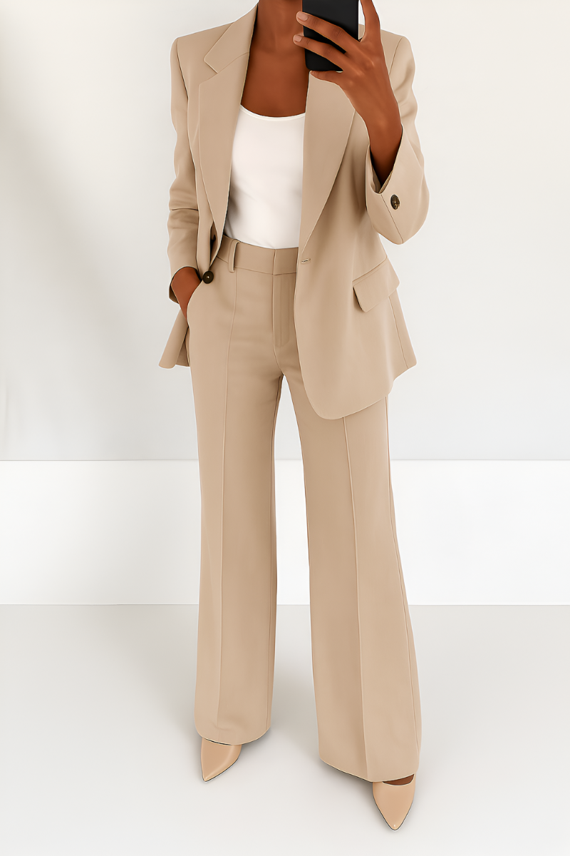 Tweedelige Set Dames Klassiek Pak met Blazer – Co-ord Set