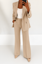 Tweedelige Set Dames Klassiek Pak met Blazer – Co-ord Set