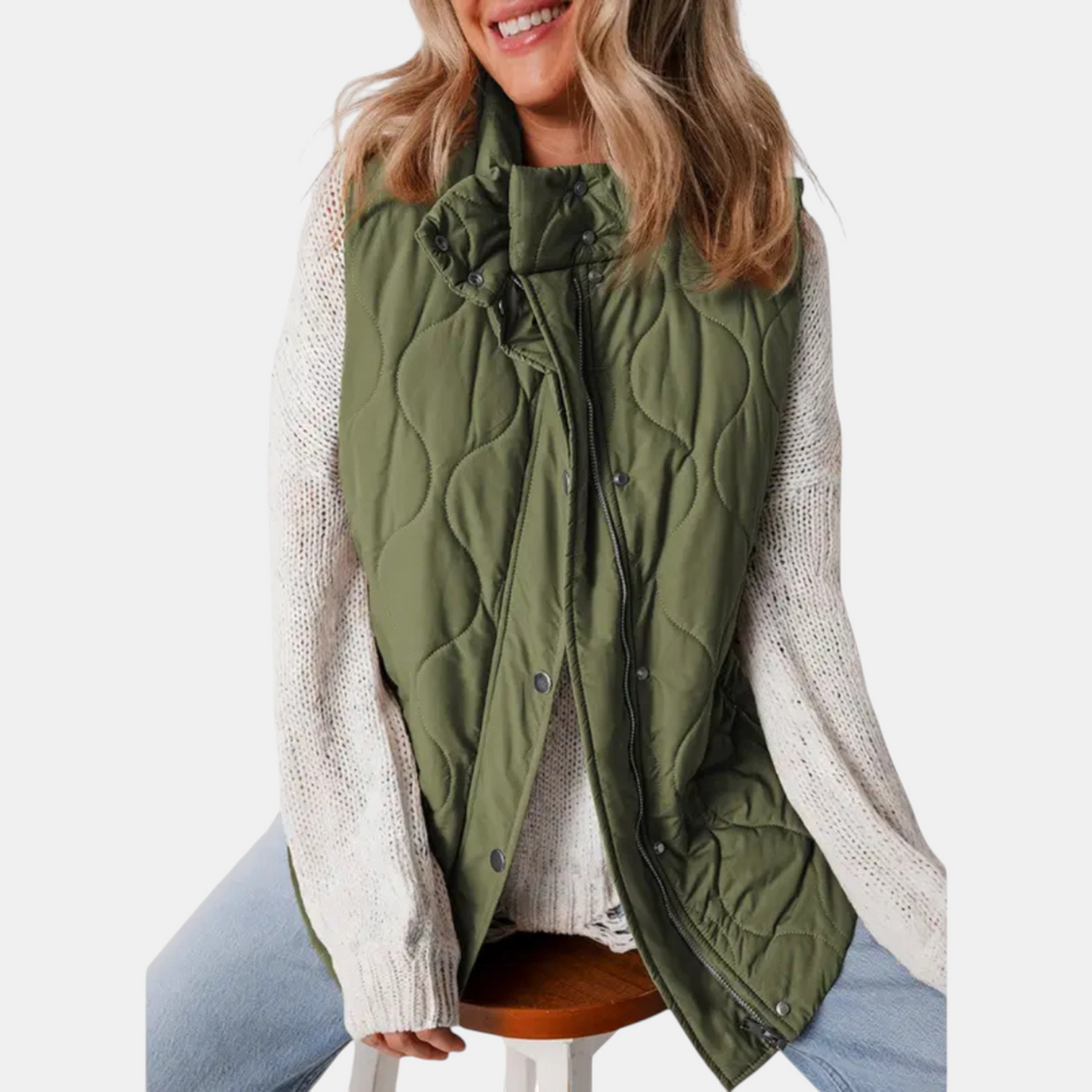 Bodywarmer Dames Afneembare Capuchon Dubbele Rits Golfquilting