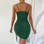 Women's Slim-fit Mid-waist Solid Color Slip Dress