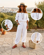 Jumpsuit Dames Open Schouder Veterdetail - Katoen