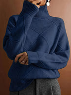 Miss | Trui Dames Oversized Hoge Kraag Ruitpatroon - Gebreid