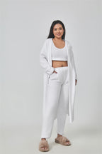 Nachtkleding Dames 3-Delig Fluffy Loungewear Wijde Pijpen