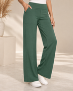 Broek Dames Wijde Pijpen Hoge Taille Elastische Band