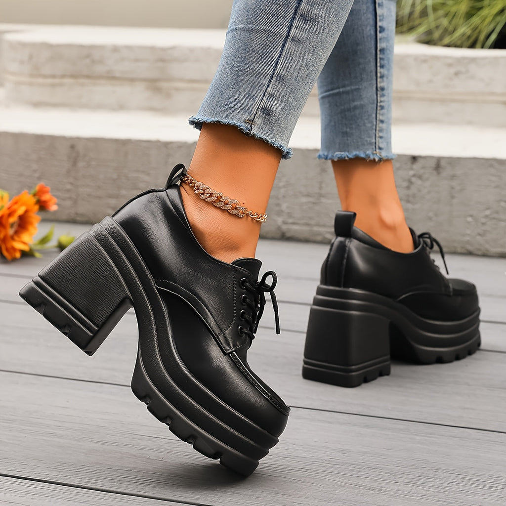 Miss | Jurk Dames Retro Platform Vetersluiting Blokhak
