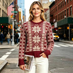 Noorse Trui Dames Sneeuwvlok – Kersttrui met Fair Isle Patroon