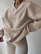 Miss | Hoodie Dames Oversized V-hals Lange Mouw Casual