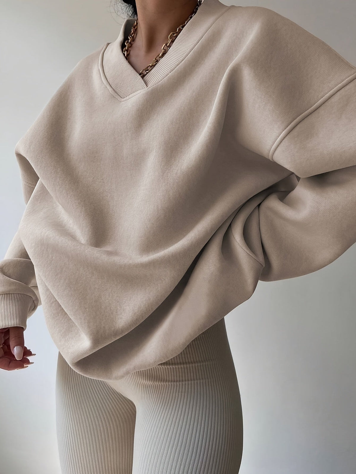 Miss | Hoodie Dames Oversized V-hals Lange Mouw Casual