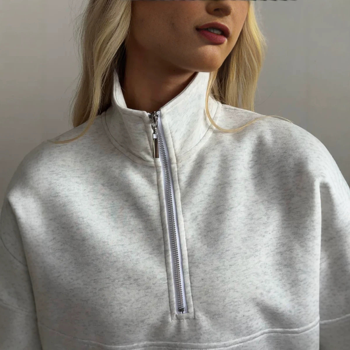 Co-ord set Dames Fleece Gevoerd Kraag Sweater Rechte Pijp