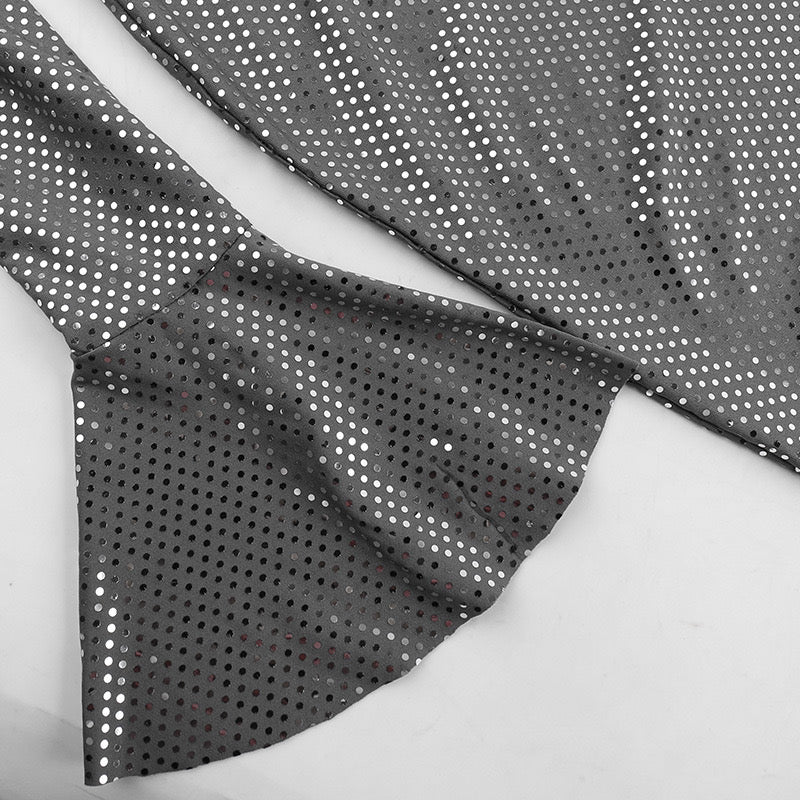 Jurk Dames Feestelijk Glanzend met Transparante Mouwen - Polyester