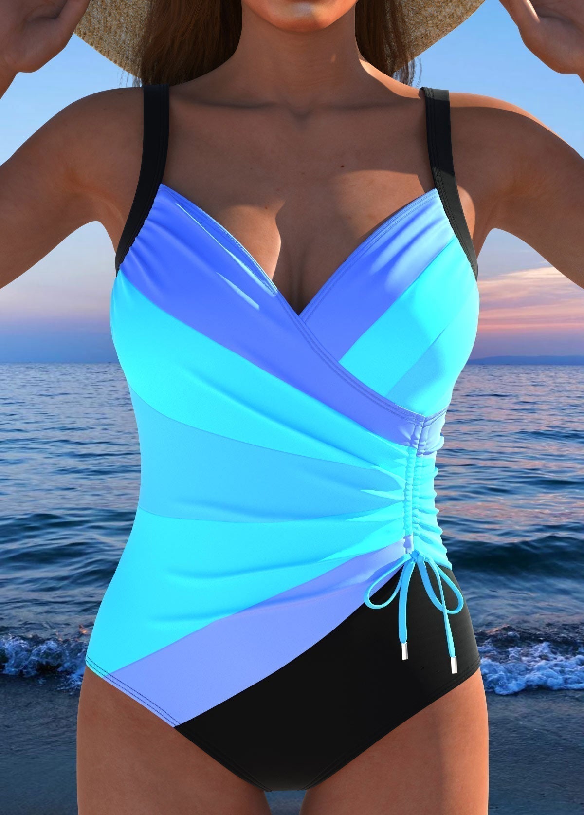 Women's Printed Swimsuit with Tummy Control and Adjustable Straps