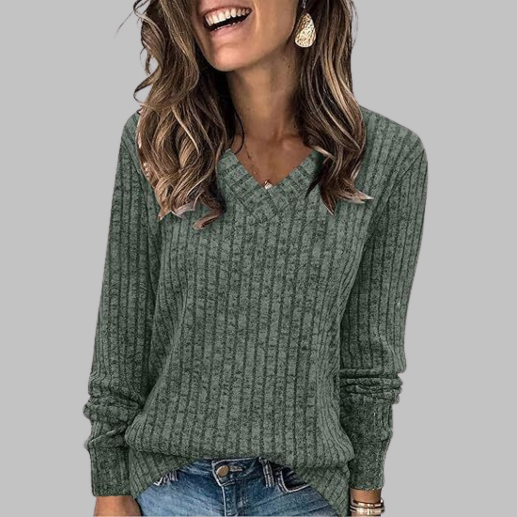 Trui Dames V-hals Relaxed Fit Lange Mouw