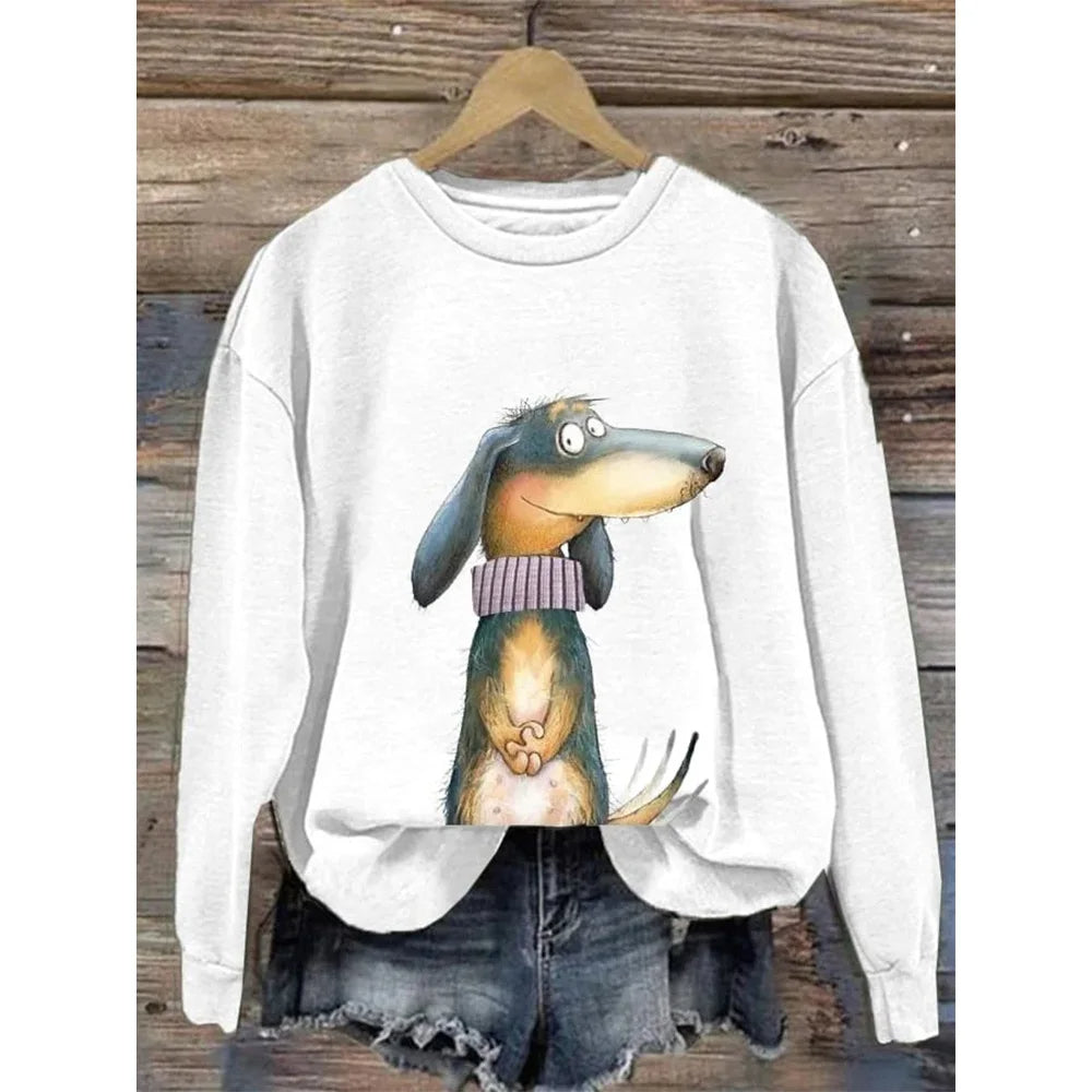 Hoodie Dames Ronde Hals Relaxed Fit Lange Mouw