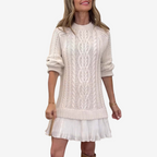 Jurk Dames Herfst/Winter Gebreid Midi - Gebreid - Aprikose