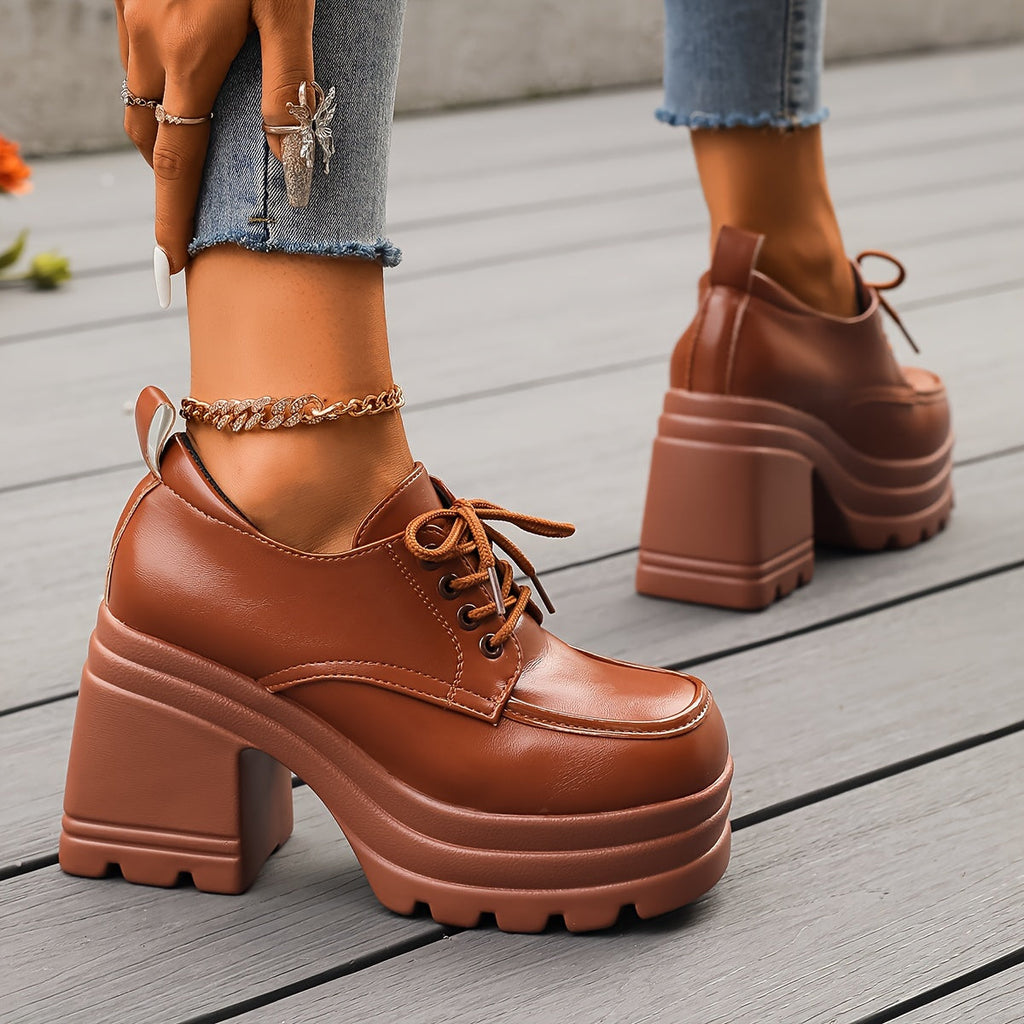 Miss | Jurk Dames Retro Platform Vetersluiting Blokhak