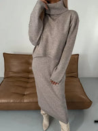 Jurk Dames Herfst Winter Midi Coltrui Set - Gebreid