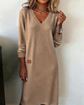 Jurk Dames Herfst/Winter Midi Gebreid - Trui - Kaki