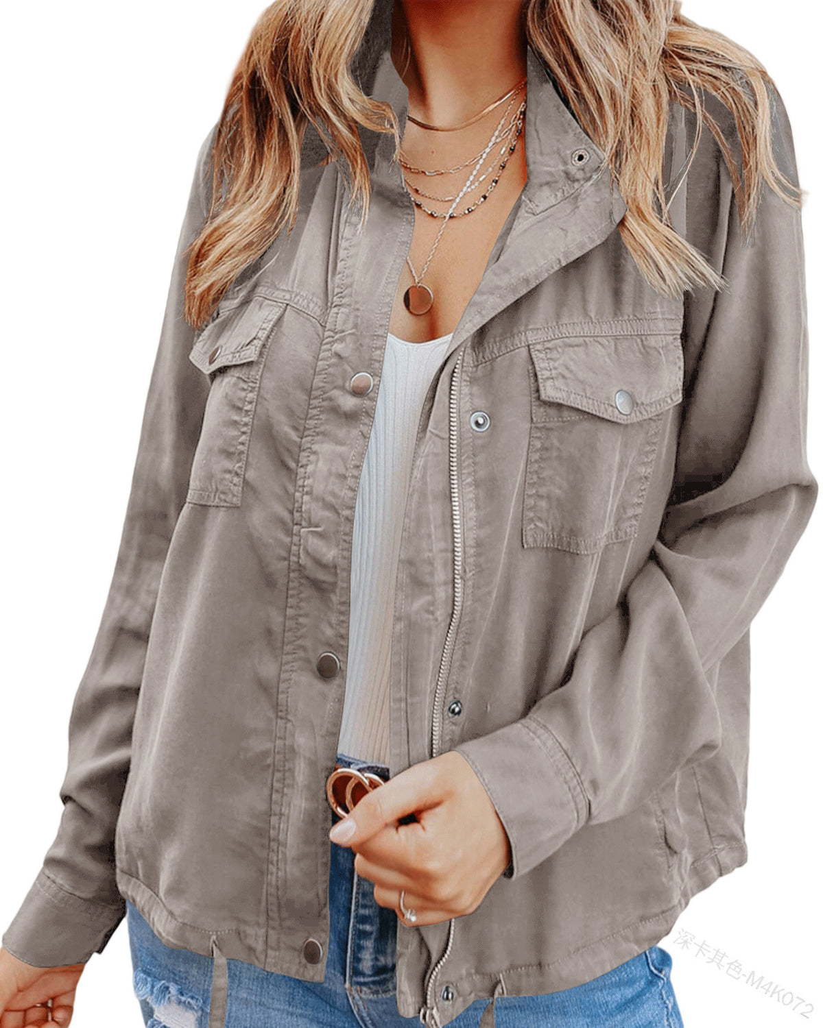 Blazer Dames Relaxed Fit Lange Mouw Zakken Trekkoord
