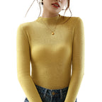 Trui Dames Halfhoge Hals Slim Fit Lange Mouw
