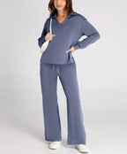 Tweedelige Set Dames Lange Mouwen Relaxed – Co-ord Set - Blauwpaars