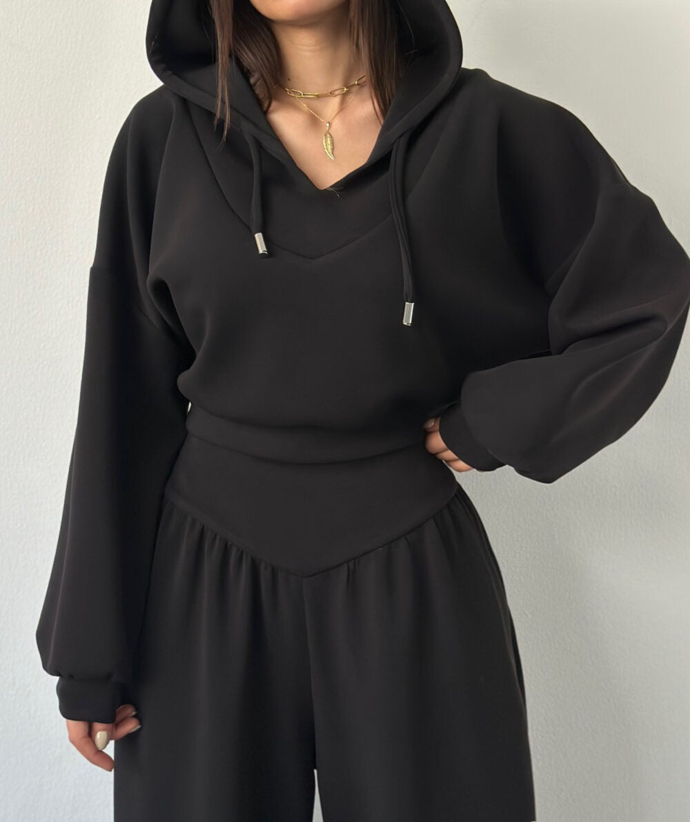 Co-ord set Dames V-hals Capuchon Casual Broekset