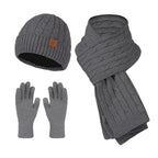 Winterset Dames Muts, Sjaal en Handschoenen - Donkergrijs