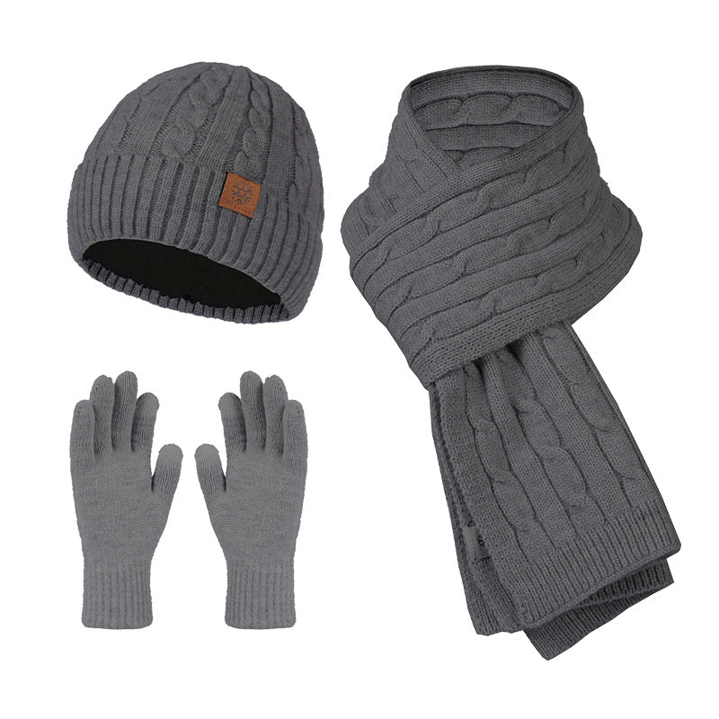 Winterset Dames Muts, Sjaal en Handschoenen - Donkergrijs