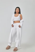 Nachtkleding Dames 3-Delig Fluffy Loungewear Wijde Pijpen