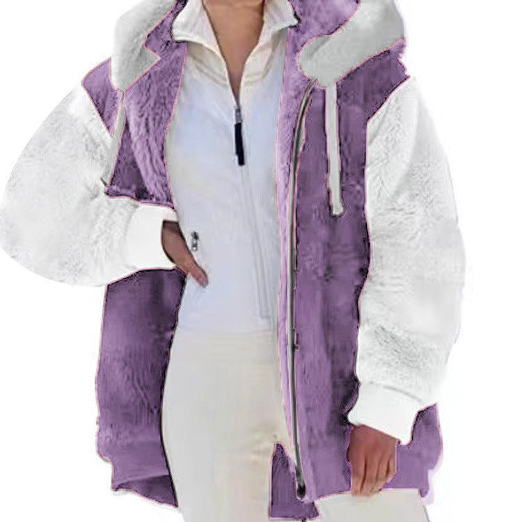 Jas Dames Oversized Fleece Capuchon Rits