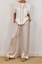 Co-ord set Dames Losse Blouse Wijde Pijpen Casual