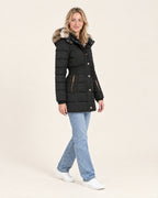 Miss Madera winterjas gewatteerd zwart - zijkant