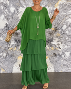 Jurk Dames Elegante Chiffon Maxi - Chiffon - Donkergroen