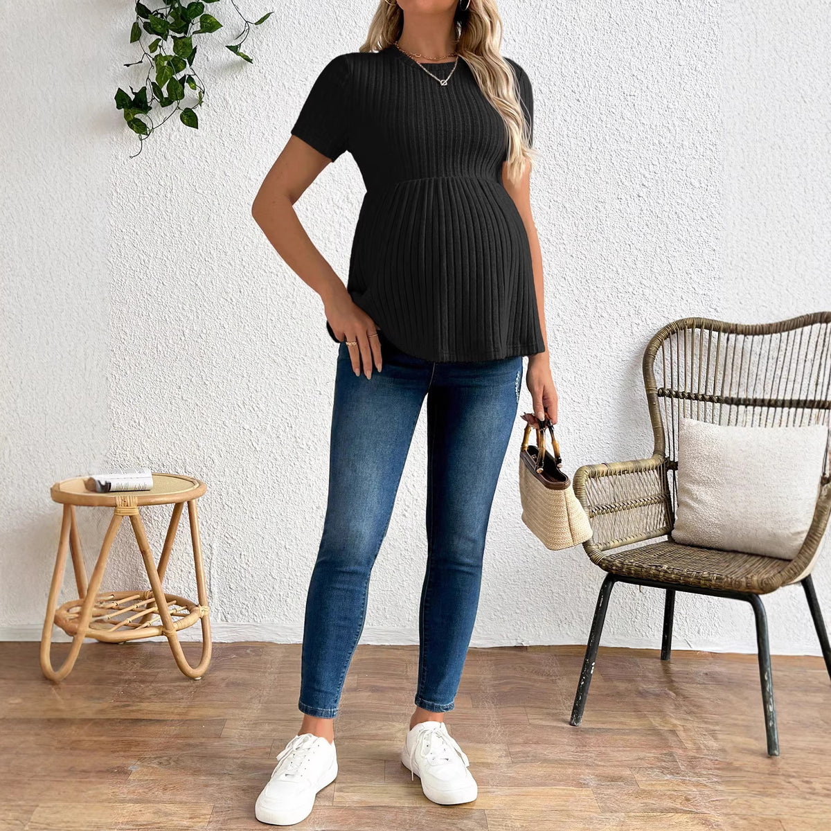 Blazer Dames Ronde Hals Korte Mouw A-lijn