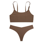 Lingerie Dames Huidtint Naadloze Bralette & Tanga Set Nylon – Dagelijks Comfort