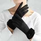 Handschoenen Dames Warm Winter - Zwart met pluche rand