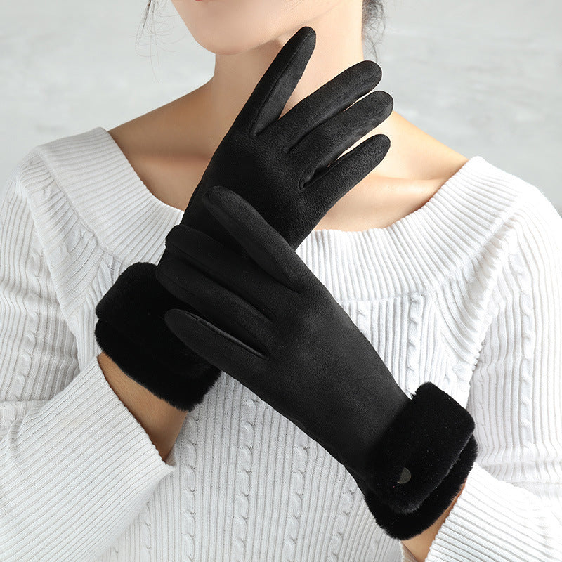 Handschoenen Dames Warm Winter - Zwart met pluche rand