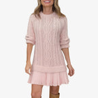 Jurk Dames Herfst/Winter Gebreid Midi - Gebreid - Roze