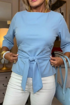 Top Dames Strik Taille Vrouwelijk - Polyester - Lichtblauw