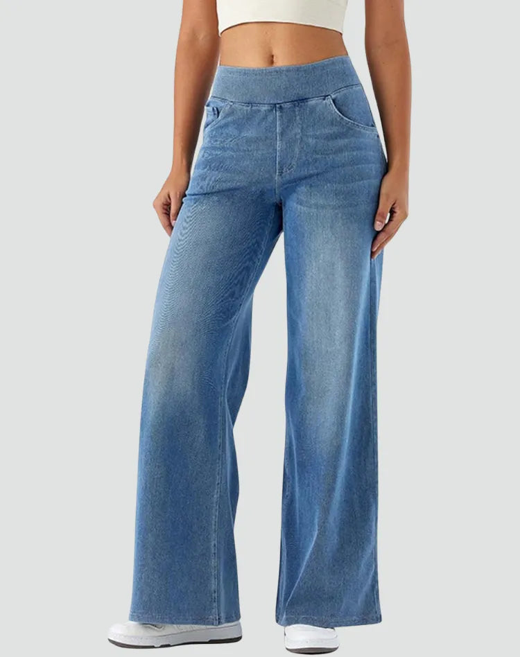 Miss | Jeans Dames Hoge Taille Elastische Tailleband - Denim