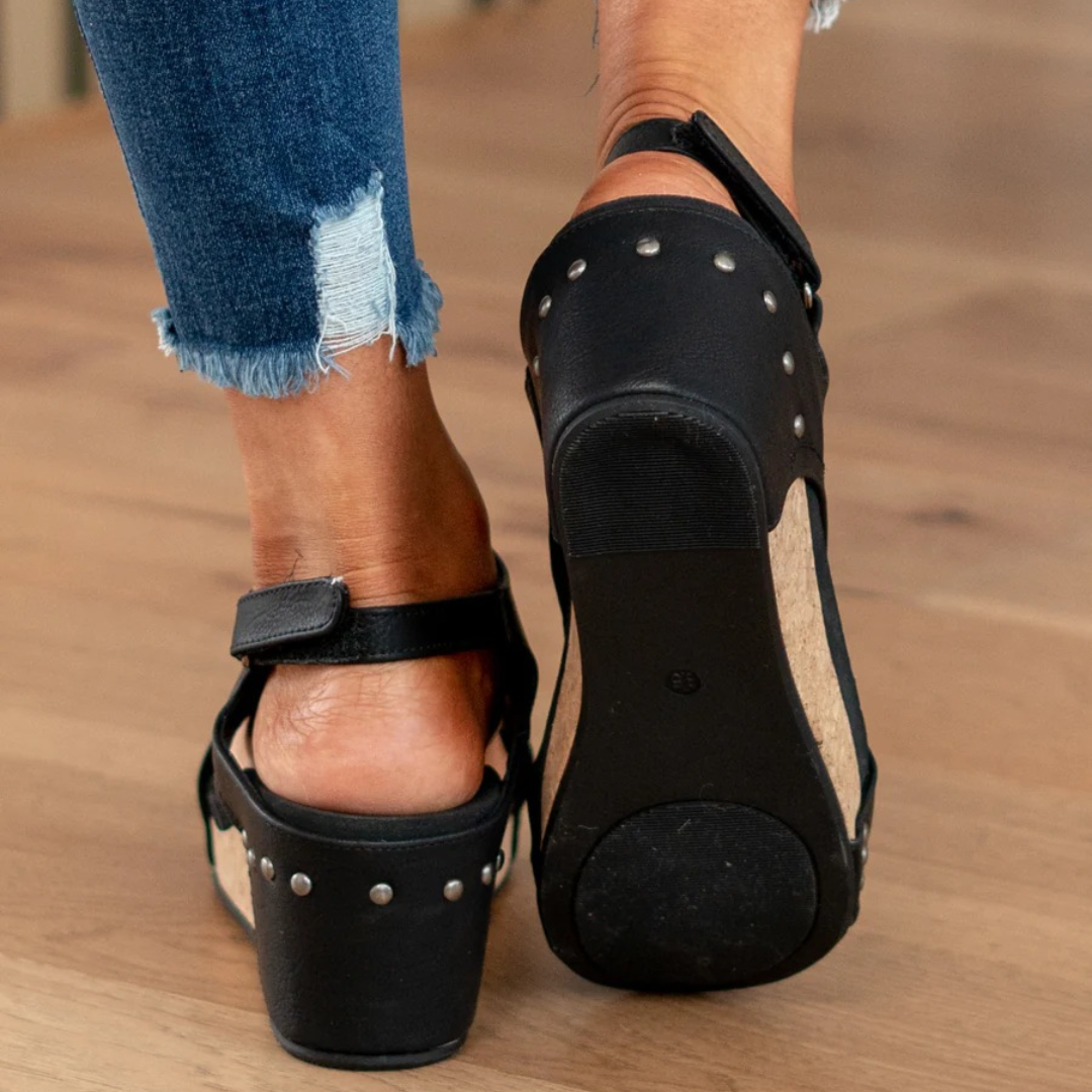 Miss | Sleehak Sandalen Dames Comfort - Suède Leer