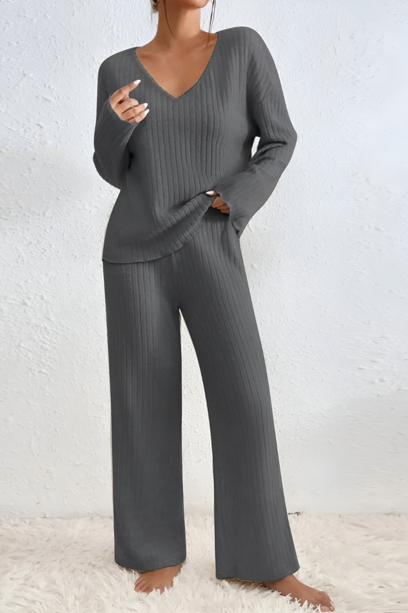 Nachtkleding Dames Geribde Loungeset Tweedelig