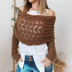 Sjaal Dames Gebreid Boho Omslagdoek - Bruin