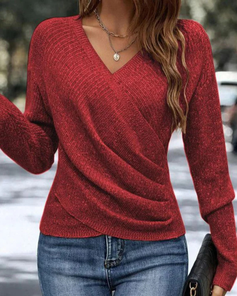 Top Dames Glanzend Gebreid Vrouwelijk - Polyester - Rood