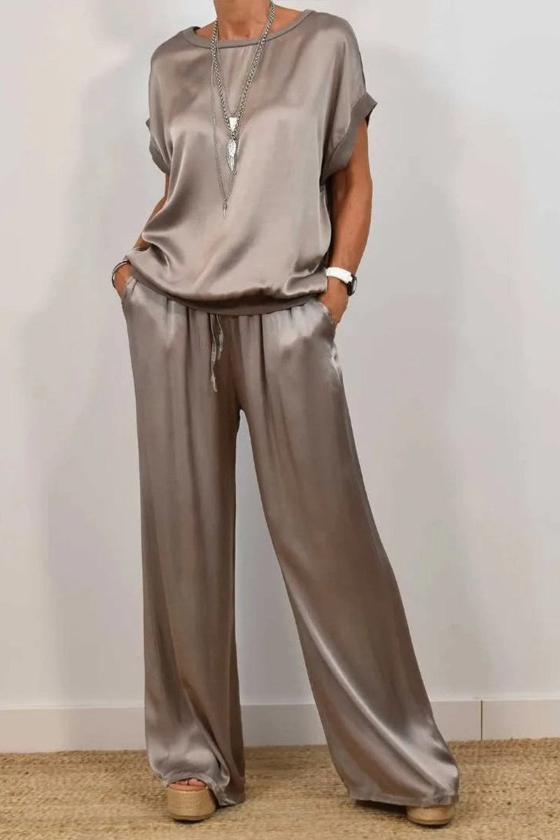 Co-ord set Dames Losse Blouse Wijde Pijpen Casual