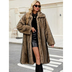 Jas Dames Lang Fluffy Faux Fur Lange Mouw