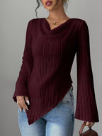 Blouse Dames V-Hals Lange Mouw Effen Kleur