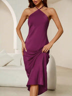 Women's Solid Color Casual Satin Strap Dress