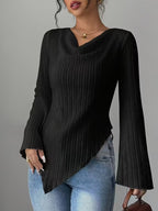 Blouse Dames V-Hals Lange Mouw Effen Kleur